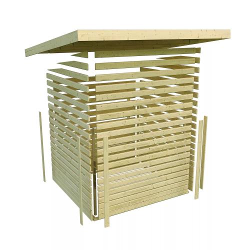 dřevěný domek KARIBU RADEBURG 1 + přístavek 330 cm včetně zadní stěny (31472) natur