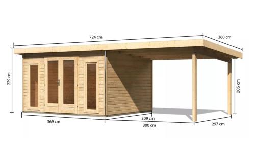 dřevěný domek KARIBU RADEBURG 2 + přístavek 330 cm (31480) natur 