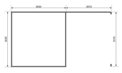 dřevěný domek KARIBU RADEBURG 3 + přístavek 330 cm včetně zadní stěny (31489) terragrau