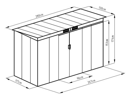 plechový domček LANITPLAST HALLE 94 ANTRACIT