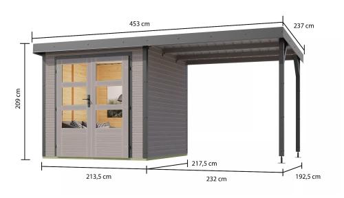 hybridní domek KARIBU JUPITER D (93433) světle šedý / terragrau