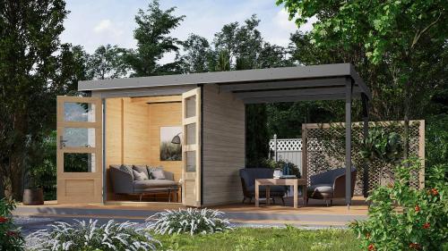 hybridní domek KARIBU JUPITER D (93433) světle šedý / terragrau