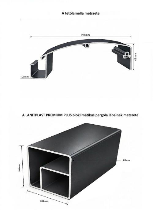 alumínium bioklimatikus pergola LANITPLAST PREMIUM 5x3 m