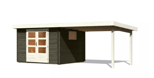 dřevěný domek KARIBU TRITTAU 3 + přístavek 330 cm (41537) terragrau
