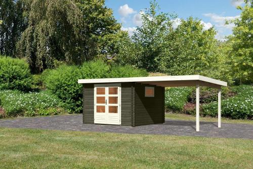 dřevěný domek KARIBU TRITTAU 3 + přístavek 330 cm (41537) terragrau