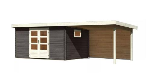 dřevěný domek KARIBU TRITTAU 3 + přístavek 330 cm včetně zadní stěny (41577) terragrau