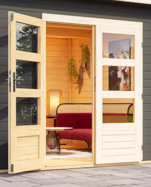 dřevěný domek KARIBU TRITTAU 5 + přístavek 330 cm (41578) terragrau