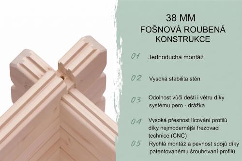 dřevěný domek KARIBU TRITTAU 5 + přístavek 330 cm včetně zadní stěny (10060) natur