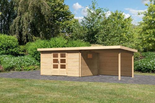 dřevěný domek KARIBU TRITTAU 5 + přístavek 330 cm včetně zadní stěny (10060) natur