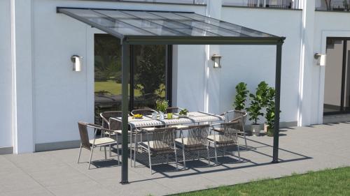 hliníková pergola LANITPLAST WALL 33 FSX antracit + bronz PC