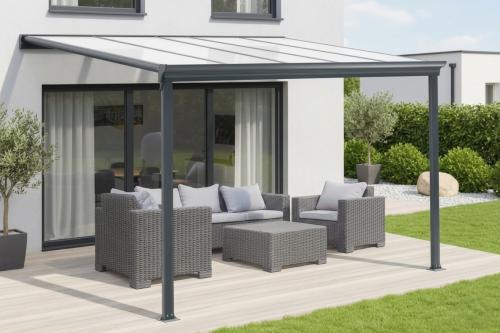 hliníková pergola LANITPLAST WALL 33 FSX antracit + čirý PC