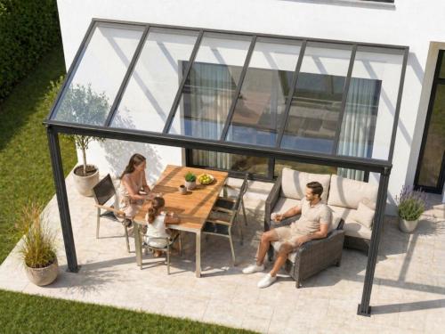 hliníková pergola LANITPLAST WALL 33 FSX antracit + čirý PC