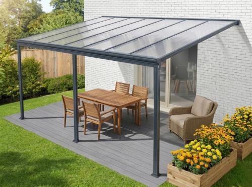 hliníková pergola LANITPLAST WALL 43 FSX antracit + čirý PC