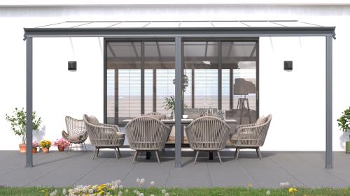 hliníková pergola LANITPLAST WALL 53 FSX antracit + bronz PC