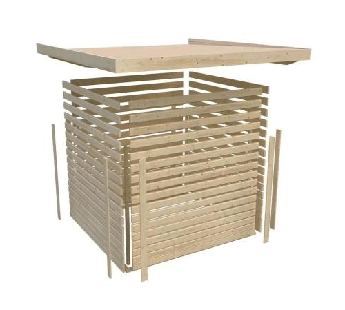 dřevěný domek KARIBU LAHAR 5 + přístavek 240 cm (12133) natur
