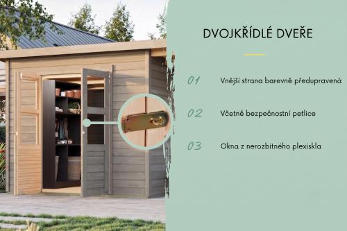 dřevěný domek KARIBU MERSEBURG 2 (8208) světle šedý