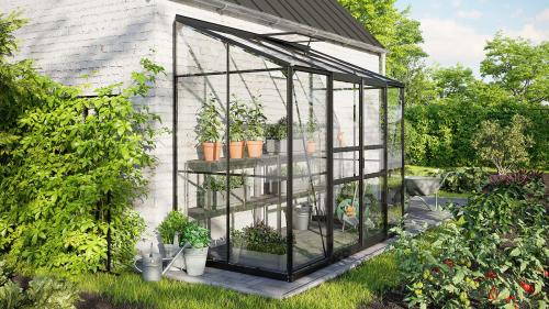 skleník VITAVIA IDA 3300 čiré sklo 3 mm černý