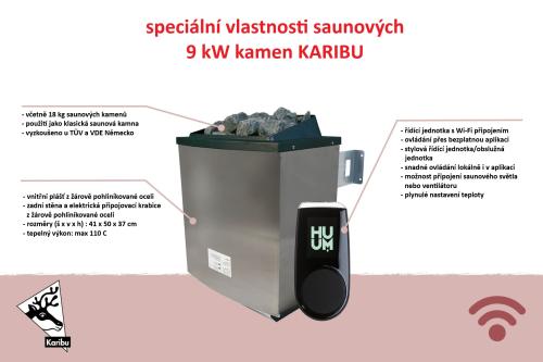 saunová kamna KARIBU 9 kW (1115) s řídicí WIFI jednotkou a ovládáním přes aplikaci