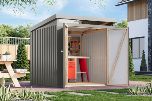 plechový domek KARIBU IRIDIUM 2 (48398) šedý