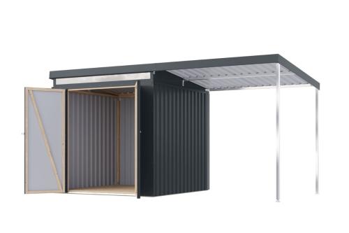 plechový domek KARIBU IRIDIUM 2 + přístavek 200 cm (48471) antracit