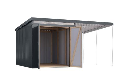 plechový domek KARIBU IRIDIUM 2,5+ přístavek 200 cm (48487) antracit