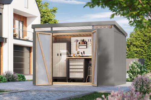 plechový domek KARIBU IRIDIUM 3 (48454) šedý