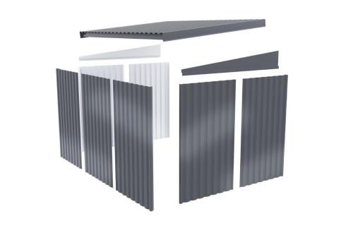 plechový domek KARIBU IRIDIUM 3,5 + přístavek 200 cm (48498) šedý