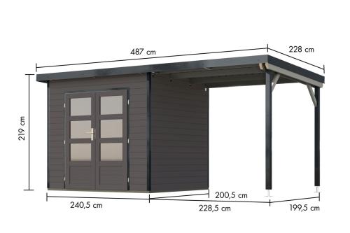hybridní domek KARIBU PLUTO 2 (48347) terragrau / antracit + 233 cm přístavek