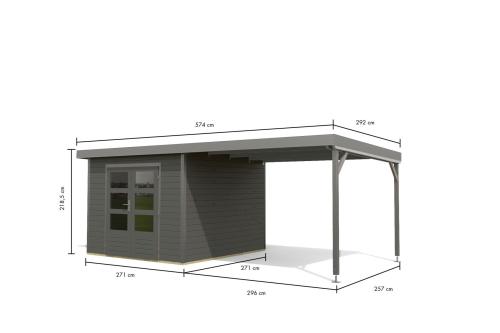 hybridní domek KARIBU PLUTO 6 (12436) terragrau / šedý + 300 cm přístavek