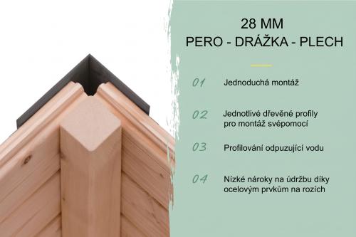 hybridní domek KARIBU PLUTO 7 (12453) natur / antracit + 307 cm přístavek