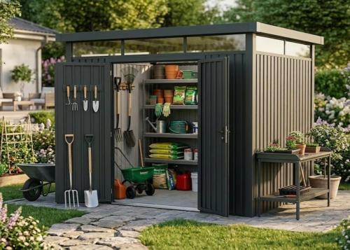 plechový domek LANITPLAST MARBURG 108 ANTRACIT - V219