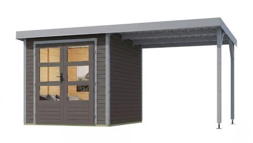 hybridní domek KARIBU JUPITER 2B (12339) terragrau / sv. šedá + přístavek 219 cm