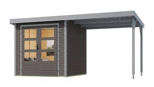hybridní domek KARIBU JUPITER 3B (12360) terragrau / sv. šedá + přístavek 219 cm