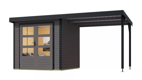 hybridní domek KARIBU JUPITER 3B (12361) terragrau / antracit + přístavek 219 cm