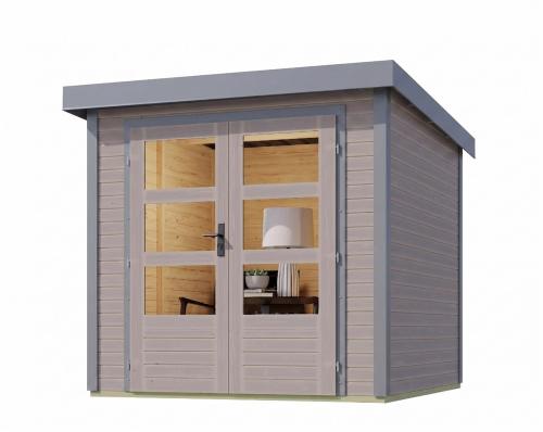 hybridní domek KARIBU JUPITER 3D (12298) světle šedý / sv. šedá