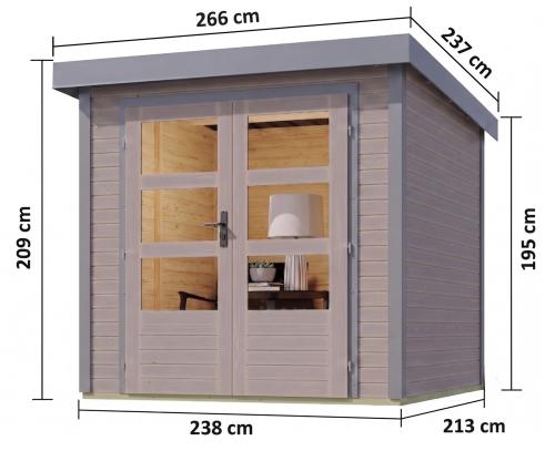 hybridní domek KARIBU JUPITER 3D (12298) světle šedý / sv. šedá