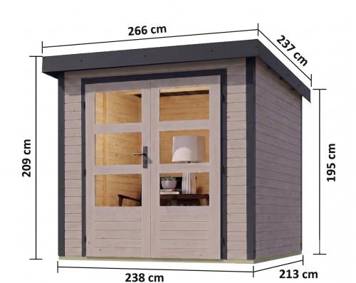 hybridní domek KARIBU JUPITER 3D (12299) světle šedý / antracit