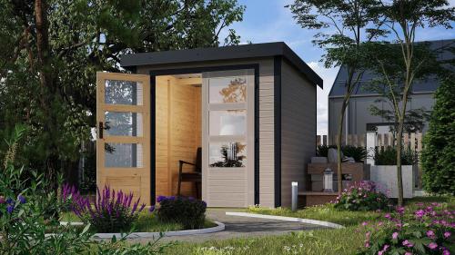hybridní domek KARIBU JUPITER 3D (12299) světle šedý / antracit