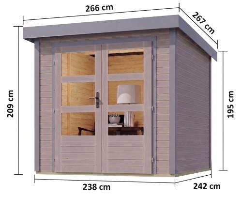 hybridní domek KARIBU JUPITER 3,5D (12310) světle šedý / sv. šedá