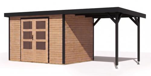 hybridní domek KARIBU JUPITER 4A (12386) natur / antracit + přístavek 219 cm