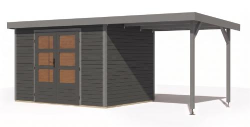 hybridní domek KARIBU JUPITER 4B (12388) terragrau / sv. šedá + přístavek 219 cm