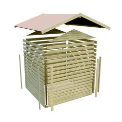 dřevěný domek KARIBU THERES 7 vč. dvou přístavků (31461) terragrau