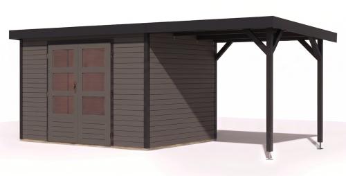 hybridní domek KARIBU JUPITER 4B (12389) terragrau / antracit + přístavek 219 cm