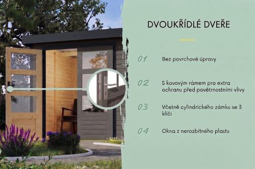 hybridní domek KARIBU JUPITER 4B (12389) terragrau / antracit + přístavek 219 cm
