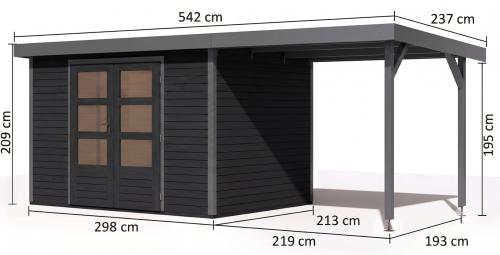 hybridní domek KARIBU JUPITER 4C (12394) antracit / sv. šedá + přístavek 219 cm