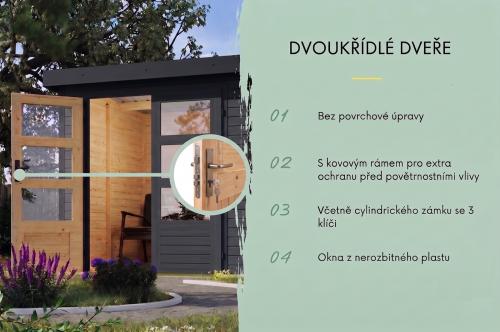 hybridní domek KARIBU JUPITER 4C (12399) antracit / antracit + přístavek 219 cm