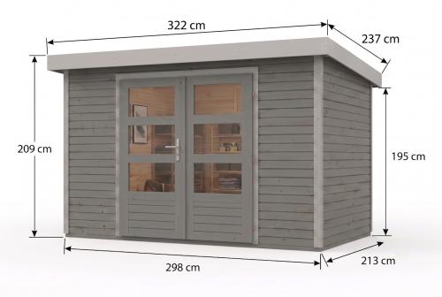 hybridní domek KARIBU JUPITER 4D (12323) světle šedý / sv. šedá