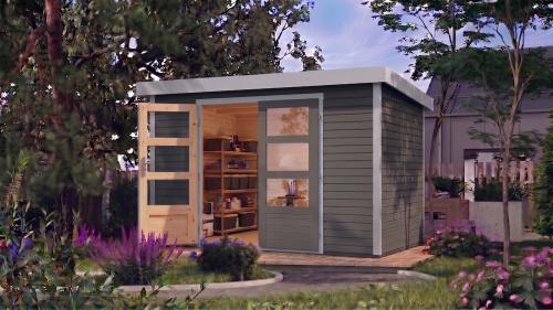 hybridní domek KARIBU JUPITER 4D (12323) světle šedý / sv. šedá