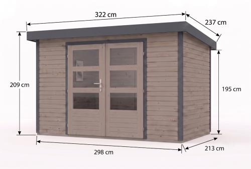 hybridní domek KARIBU JUPITER 4D (12324) světle šedý / antracit