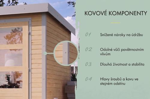 hybridní domek KARIBU JUPITER 5A (12405) natur / sv. šedý + přístavek 219 cm